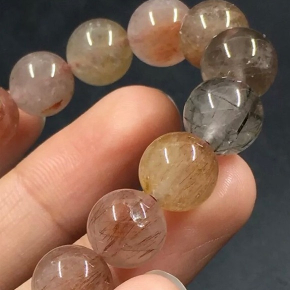 Natural Rutilated Quartz large gemstone bracelets - Picture 2 of 4